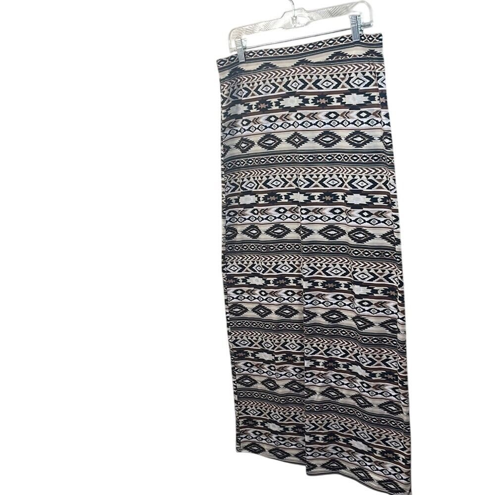 Bobbie Brooks Ladies Maxi‎ Skirt Aztec Tribal Print Brown Beige Size L